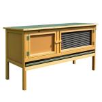 PawHut Wooden Rabbit Hutch Bunny Cage with Openable Waterproof Roof, No Leak Tray Sturdy Fir Wood Build for Indoor/Outdoor