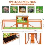 COZIWOW Outdoor Rabbit Hutch, 94.5" L Extra Large Bunny Hutch, Wooden Rabbit Cage Indoor for Small Animals with Removable Tray & Weatherproof Roof, Orange