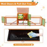 COZIWOW Outdoor Rabbit Hutch, 94.5" L Extra Large Bunny Hutch, Wooden Rabbit Cage Indoor for Small Animals with Removable Tray & Weatherproof Roof, Orange