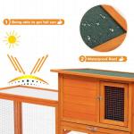 COZIWOW Outdoor Rabbit Hutch, 94.5" L Extra Large Bunny Hutch, Wooden Rabbit Cage Indoor for Small Animals with Removable Tray & Weatherproof Roof, Orange