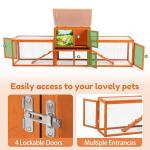 COZIWOW Outdoor Rabbit Hutch, 94.5" L Extra Large Bunny Hutch, Wooden Rabbit Cage Indoor for Small Animals with Removable Tray & Weatherproof Roof, Orange