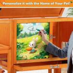 COZIWOW Outdoor Rabbit Hutch, 94.5" L Extra Large Bunny Hutch, Wooden Rabbit Cage Indoor for Small Animals with Removable Tray & Weatherproof Roof, Orange