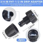 6PCS 1/2 Inch Drip Irrigation Tubing Faucet Adapter 3/4 Inch Female Pipe Thread to 1/2 Inch Drip Irrigation Tubing Adapter 3/4 Inch Faucet Connector Garden Hose Adapter