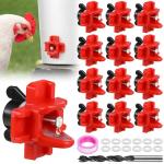 Dreyoo 12 Pcs Horizontal Chicken Waterer Nipples, Automatic Poultry Nipple Waterer with Drill Bits for Bucket Chicken Feeders, Non Leak Chicken Waterer Kit for Chicken Coop Outdoor