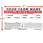 Custom Poultry Freezer Labels 4" x 2.5" with Safe Handling Instructions and Exemption – P.L. 90-492 (50)