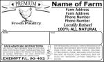 Custom Poultry Freezer Labels 4" x 2.5" with Safe Handling Instructions and Exemption – P.L. 90-492 (50)