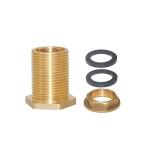 Joywayus 1/2" Female 3/4" Male Soild Brass Water Tank Connector Theaded Bulkhead Fitting With 2 Rubber Rings Stablizing