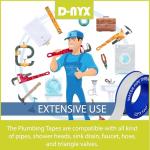 D-NYX 1 Roll 1/2 Inch(W) X 520 Inches(L) Teflon Tape,Water Pipe Sealing Tape,Plumbing Tape,Plumbers Tape,PTFE Tape,Sealing Tape,Sealant Tape,Thread Seal Tape for Shower Head,Duct Tape,White