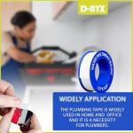 D-NYX 1 Roll 1/2 Inch(W) X 520 Inches(L) Teflon Tape,Water Pipe Sealing Tape,Plumbing Tape,Plumbers Tape,PTFE Tape,Sealing Tape,Sealant Tape,Thread Seal Tape for Shower Head,Duct Tape,White