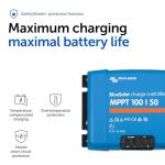 Victron Energy BlueSolar MPPT Solar Charge Controller - Charge Controllers for Solar Panels - 100V, 50 amp, 12/24-Volt