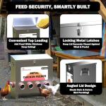 Kinchoix Metal Chicken Feeder Large Capacity 85lbs Automatic Metal Rat Proof Chicken Feeders No Waster Weatherproof Poultry Feeder for Chickens, Geese, Ducks, Turkeys, Quails (10-Port)