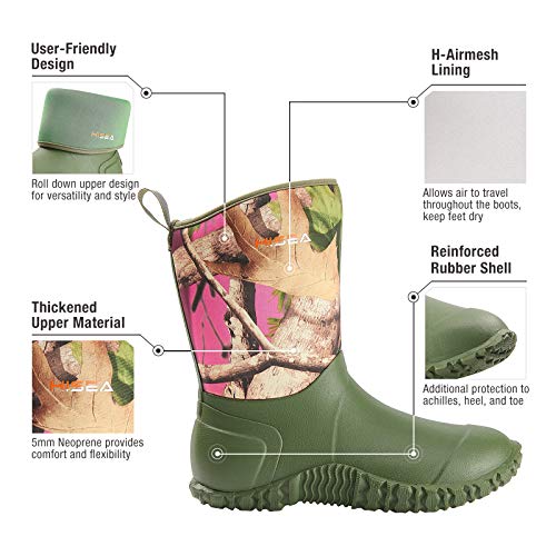 HISEA Women's Waterproof Garden Rubber Boots