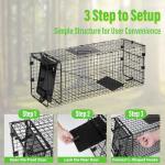 Humane Way Folding 32 Inch Live Humane Animal Trap - Safe Traps for All Animals - Raccoons, Cats, Groundhogs, Opossums - 32"x10"x12",Black