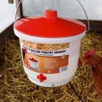 Farm Innovators HB-60P Thermostatically Controlled Heated 2 Gallon Plastic Outdoor Year Round Poultry Chicken Water Bucket Drinker, White/Red