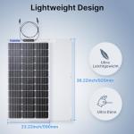 Topunive 100W 12V Flexible Solar Panel 9BB Monocrystalline Cell 12 Volt Semi-Flexible for Marine RV Trailer Boat Cabin Van Car Uneven Surfaces 12V Battery Charge