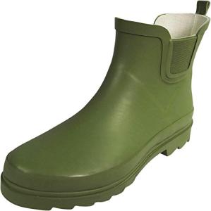 Matte Olive Waterproof Ankle Rain Boots, Size 9
