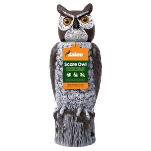 Dalen Rotating Head Fake Owl Decoy to Scare Birds Away from Gardens, Rooftops, and Patios - Scarecrow Provides Chemical-Free Pest Control - Safe and Humane, 18" 360º Rotating Head