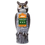 Dalen Rotating Head Fake Owl Decoy to Scare Birds Away from Gardens, Rooftops, and Patios - Scarecrow Provides Chemical-Free Pest Control - Safe and Humane, 18" 360º Rotating Head