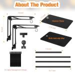 DXOPHIEX Dual Reptile Lamp Stand Reptile Light Stand with Two Flexible Brackets,Height Adjustable (15.7inch to 74.3inch) Reptile Heat Lamp Stand for Hanging Heat Lamp Holder and Light Fixture