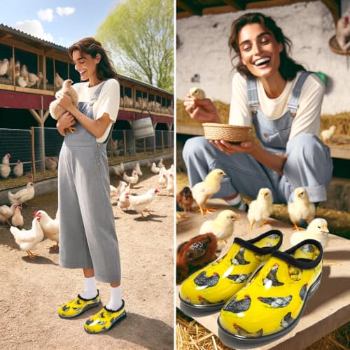 Yellow Waterproof Gardening Clogs for Women