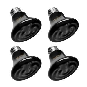 BNOSDM Reptile 75W Ceramic Heat Emitter,4 Pack Reptile Heat Lamp Bulbs,Non Light Emitting,Brooder Coop Heater Lamp Bulb for Amphibian Reptile Lizard Turtle Chicken