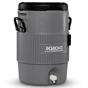Igloo 5 Gallon Portable Sports Cooler Water Beverage Dispenser with Flat Seat Lid, Insulated Beverage Dispenser, Grey/Black