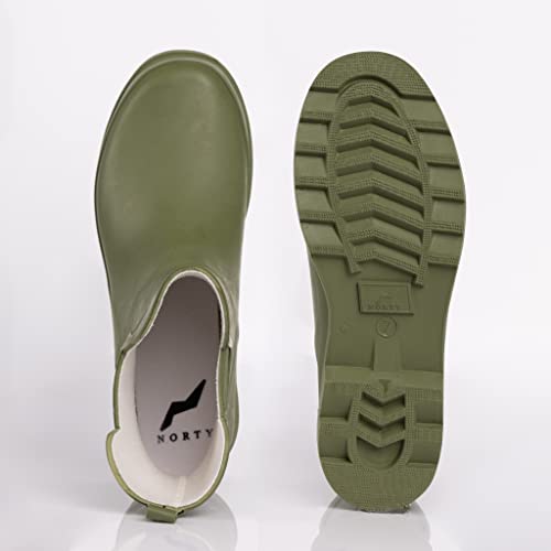 Matte Olive Waterproof Ankle Rain Boots, Size 9