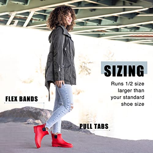 Matte Olive Waterproof Ankle Rain Boots, Size 9