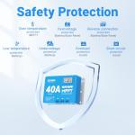 Redodo 40 Amp MPPT 12V/24V DC Input Solar Charge Controller with Built-in Bluetooth Module, Parameter Adjustable LCD Display LED Indicators