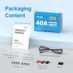 Redodo 40 Amp MPPT 12V/24V DC Input Solar Charge Controller with Built-in Bluetooth Module, Parameter Adjustable LCD Display LED Indicators