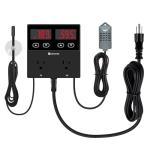 KETOTEK Digital Temperature and Humidity Controller Outlet, Reptile Thermostat Plug Dual Stage Pre-Wired for Mushroom Greenhouse Homebrew