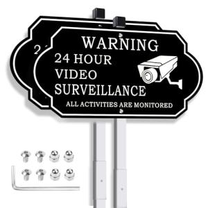Video Surveillance Sign with 28" Stake - 2 Pack