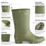 HISEA Women's Waterproof Mid-Calf Rubber Boots