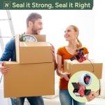 Zuvo Heavy Duty Tape Gun and Dispenser with 6 Clear Packaging Tapes. Clear Packaging Tape 48cm X 66m with Metal Tape Gun Dispenser for Moving Boxes,Warehouse Or General Packing Needs