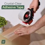 Zuvo Heavy Duty Tape Gun and Dispenser with 6 Clear Packaging Tapes. Clear Packaging Tape 48cm X 66m with Metal Tape Gun Dispenser for Moving Boxes,Warehouse Or General Packing Needs