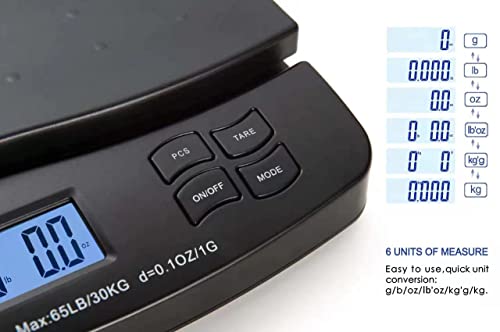 Digital Postal Scale with AC Adapter, 65 lb Capacity