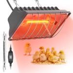 Chtoocy 250W Brooder Heater for 30 Chicks Or Ducklings,7.86ft Cord Brooder Heating Plate & Heat Lamp Chicken Coop House with Adjustable Temp & Hanging Height for Livestock Pet Supplies-Grey