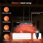 Chtoocy 250W Brooder Heater for 30 Chicks Or Ducklings,7.86ft Cord Brooder Heating Plate & Heat Lamp Chicken Coop House with Adjustable Temp & Hanging Height for Livestock Pet Supplies-Grey