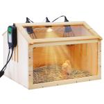 Large Wooden Chicken Brooder Box with Thermostat and 3 Heat Lamps,Brooder Box...