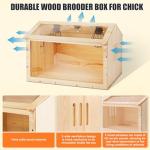 Large Wooden Chicken Brooder Box with Thermostat and 3 Heat Lamps,Brooder Box...
