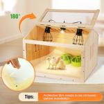 Large Wooden Chicken Brooder Box with Thermostat and 3 Heat Lamps,Brooder Box...