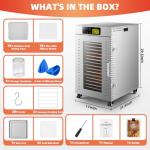 Septree Commercial Food Dehydrator 18 Trays, 1500W Large Capacity 32.6ft² Food Dryer Machine for Jerky, Meat, Fruit, Herbs, Full Stainless Steel Industrial Dehydrater Biltong Maker