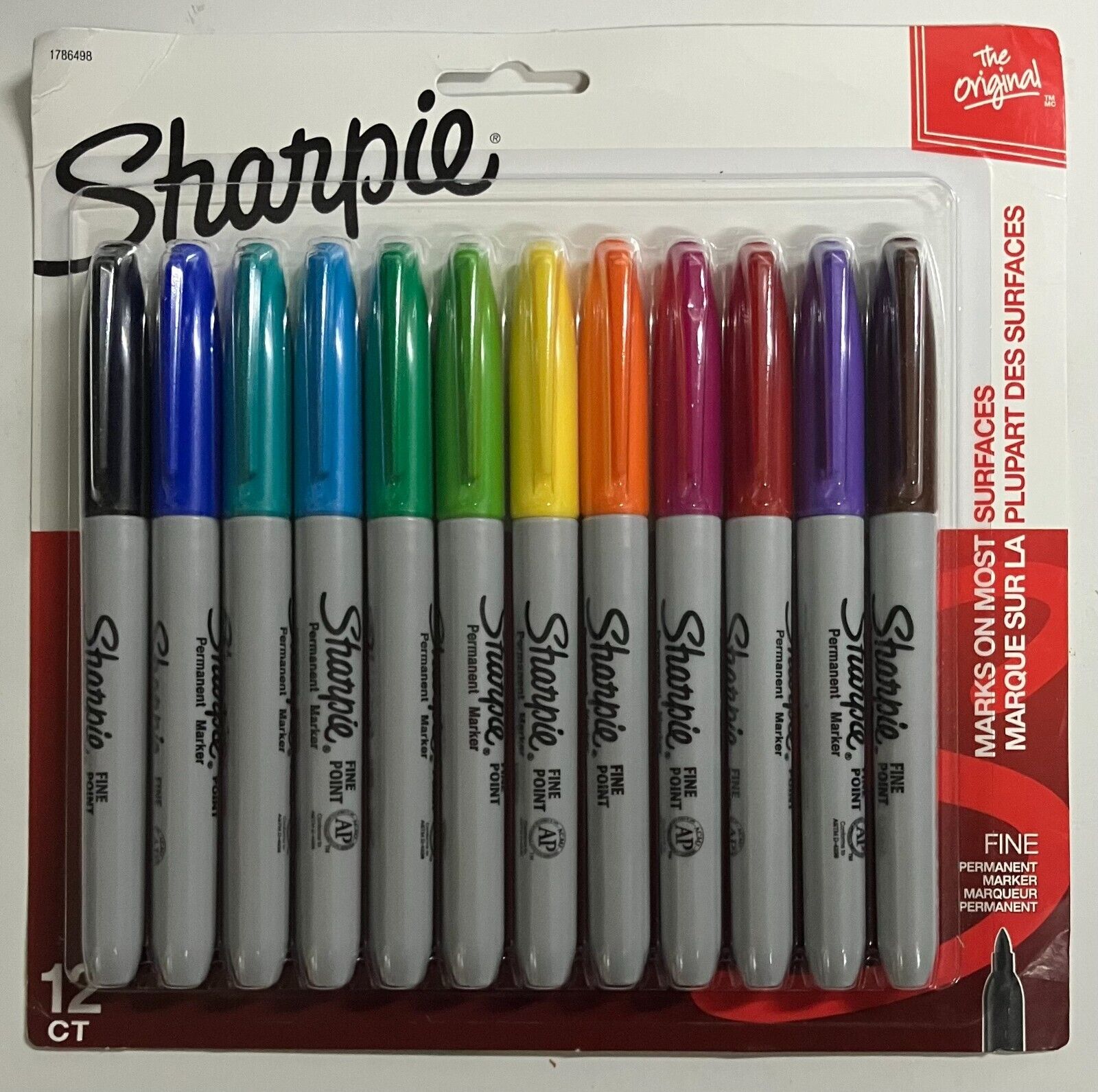 Assorted Color Fine Point Permanent Markers, 12 Pack