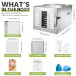 Septree Commercial Large 10 Trays Food Dehydrator, Usable Area up to 17ft², 1000W Detachable Full Stainless Steel Dryer Machine, up to 190℉ Temperature, for Meat, Fruit, Beef, Herbs, and Pet Food