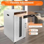 Commercial Food Dehydrator for Jerky, Large Drying Space with 20 Stainless Steel Trays, 1700W Dehydrated Dryer, 24H Timer, 194°F Temperature Control, for Herbs, Meat, Fruit, and Yogurt