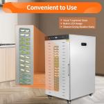 Commercial Food Dehydrator for Jerky, Large Drying Space with 20 Stainless Steel Trays, 1700W Dehydrated Dryer, 24H Timer, 194°F Temperature Control, for Herbs, Meat, Fruit, and Yogurt
