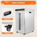 Commercial Food Dehydrator for Jerky, Large Drying Space with 20 Stainless Steel Trays, 1700W Dehydrated Dryer, 24H Timer, 194°F Temperature Control, for Herbs, Meat, Fruit, and Yogurt