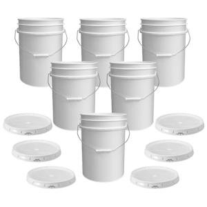 ePackageSupply 5 Gallon White Bucket & Lid, Made in The USA, Durable 90 Mil All Purpose Pail, Food Grade, Contains No BPA Plastic, Premium HPDE, 6 Pack
