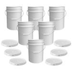 ePackageSupply 5 Gallon White Bucket & Lid, Made in The USA, Durable 90 Mil All Purpose Pail, Food Grade, Contains No BPA Plastic, Premium HPDE, 6 Pack