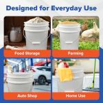 ePackageSupply 5 Gallon White Bucket & Lid, Made in The USA, Durable 90 Mil All Purpose Pail, Food Grade, Contains No BPA Plastic, Premium HPDE, 6 Pack